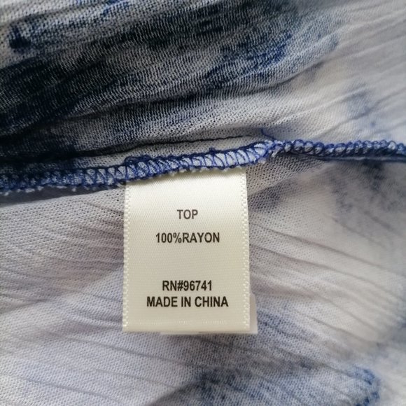 Self Esteem Girls Blue White Sleeveless Square Neck Tie Dye Tank Top Size L - Picture 6 of 7